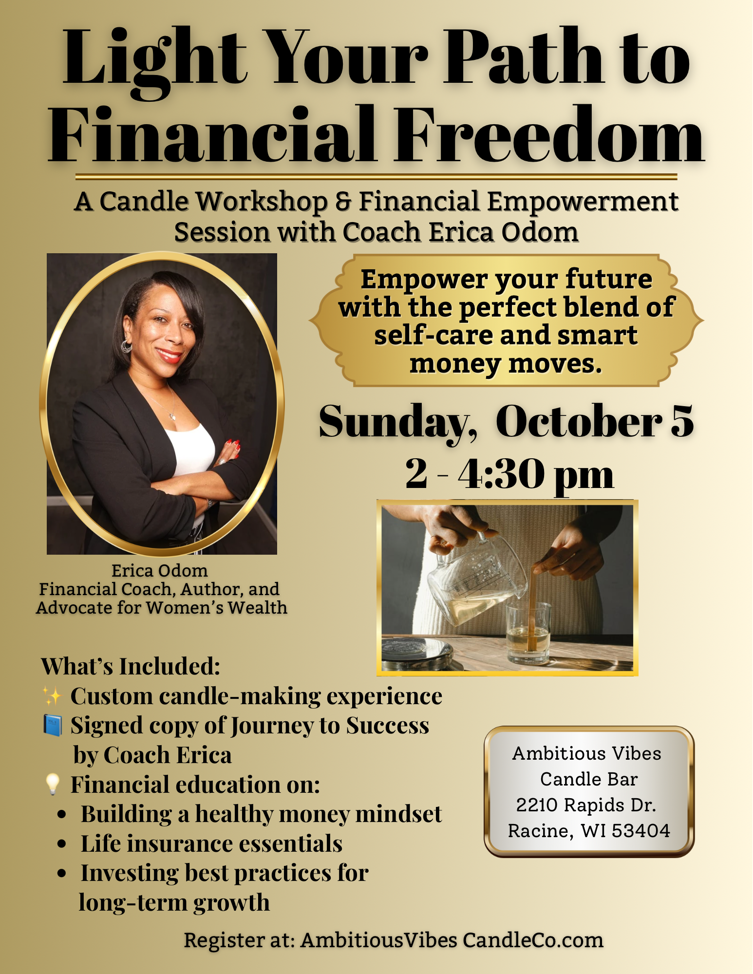 Light Your Path to Financial Freedom: A Candle Workshop & Financial Empowerment Session with Coach Erica Odom