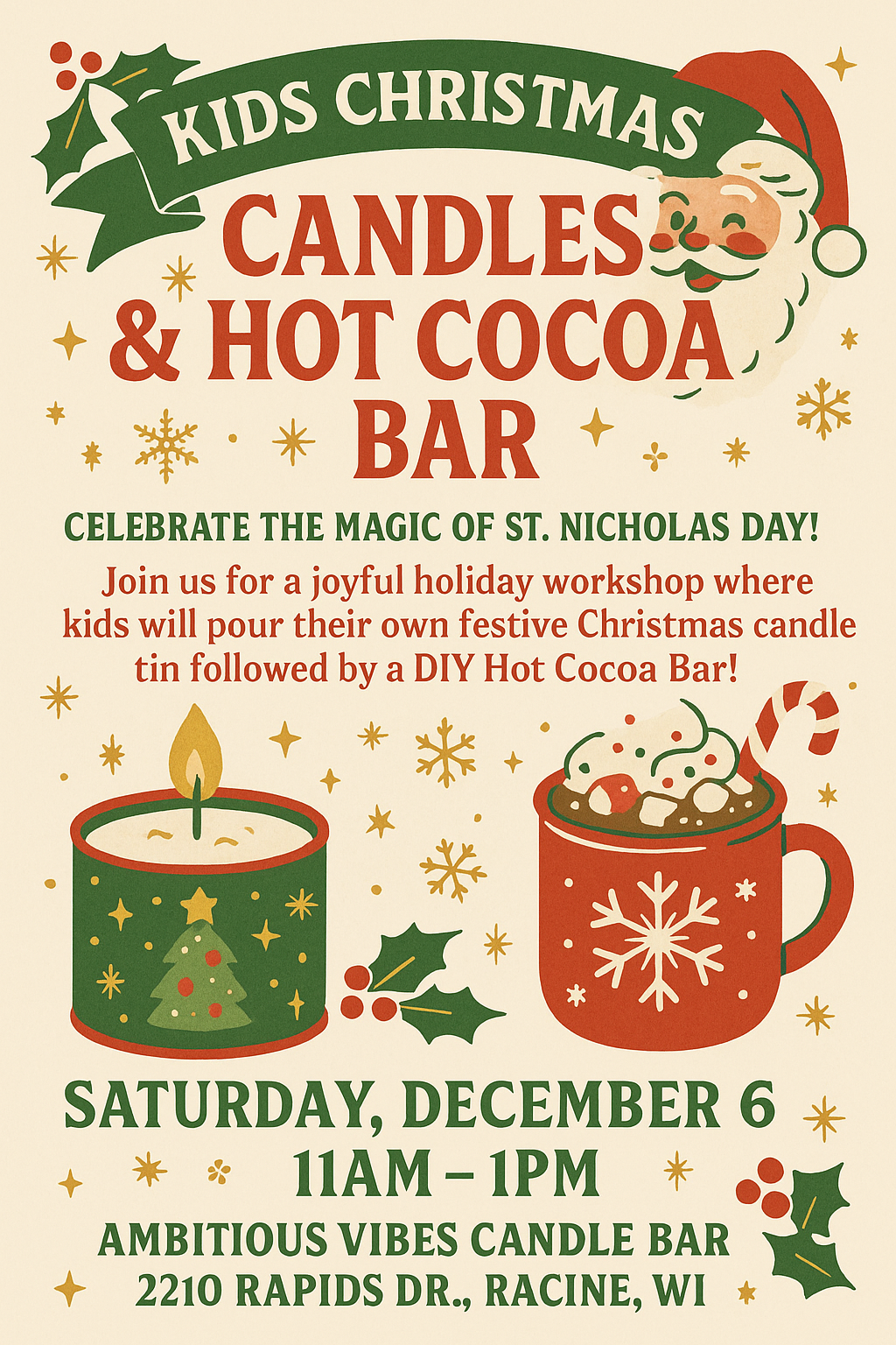 Kids Christmas Candles & Hot Cocoa Bar