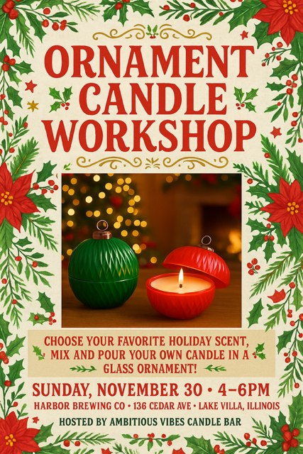Light Up the Season: A Christmas Ornament Candle Workshop @ Harbor Brewing Co
